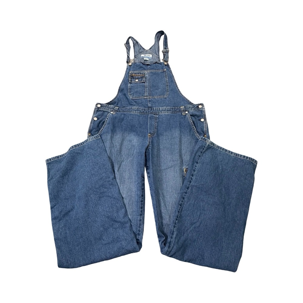 Old Navy Overalls Women XL Blue Cargo 40x32 Wide Leg Vintage 2003 Cotton Boho
